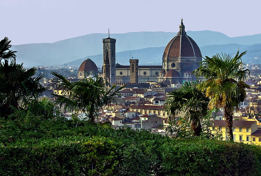 Cities, Palms, Italy, Dome, Florence, Tuscany HD wallpaper