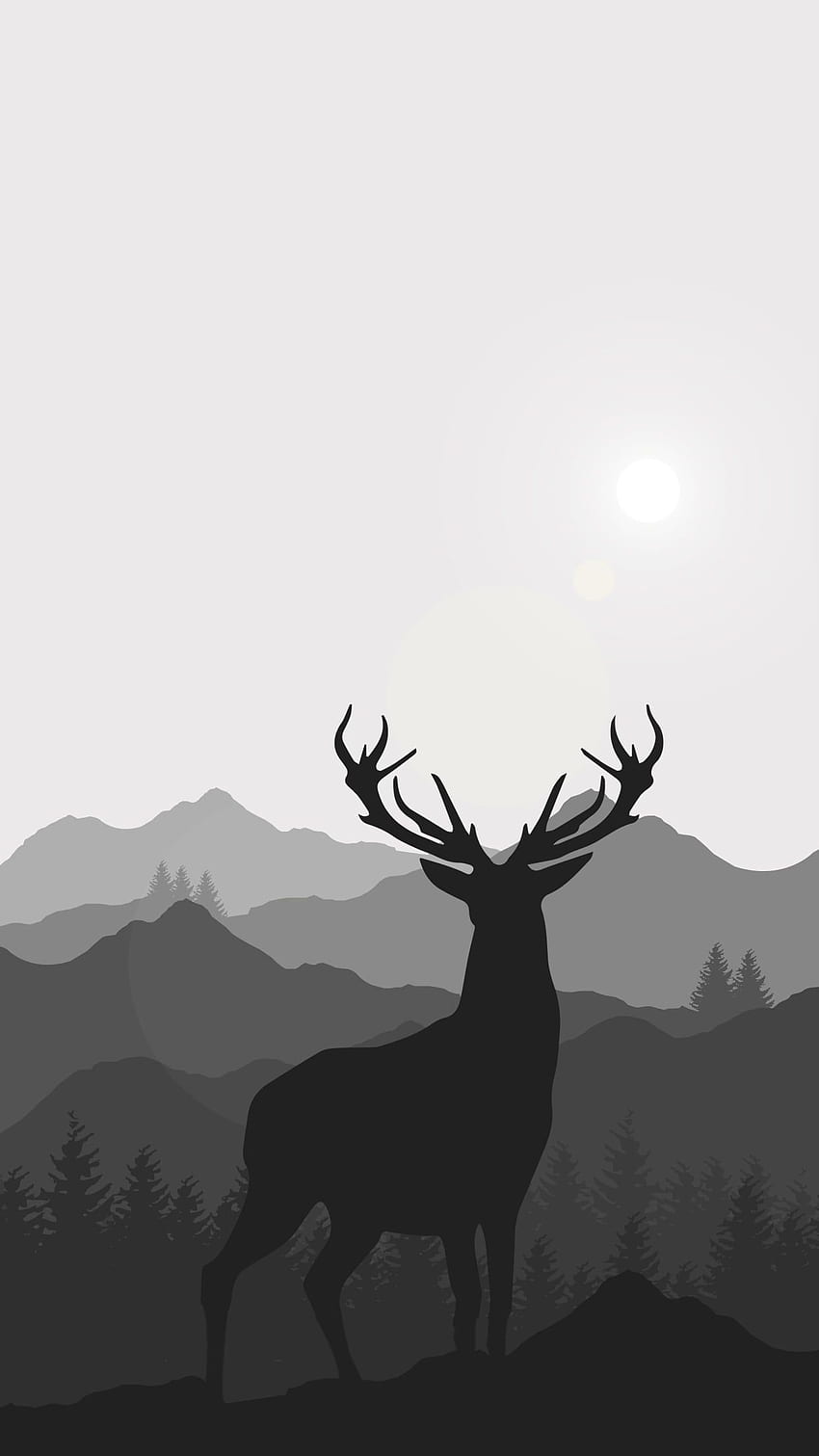 Deer - Silhouette, Silhouette iPhone HD phone wallpaper