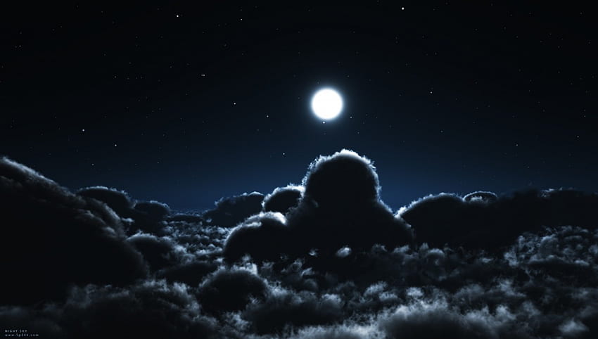 Луна над облаци, космос, облаци, луна, забавление HD тапет