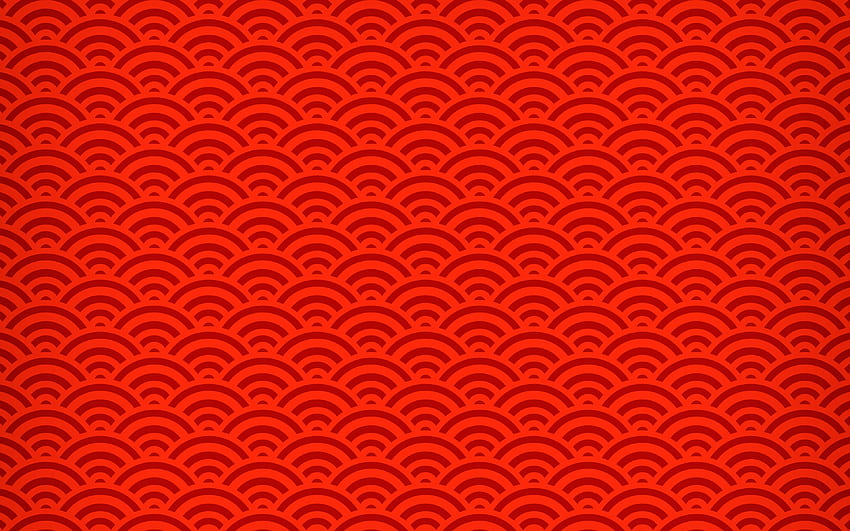 fundo chinês vermelho, chinês ondulado, padrão chinês papel de parede HD