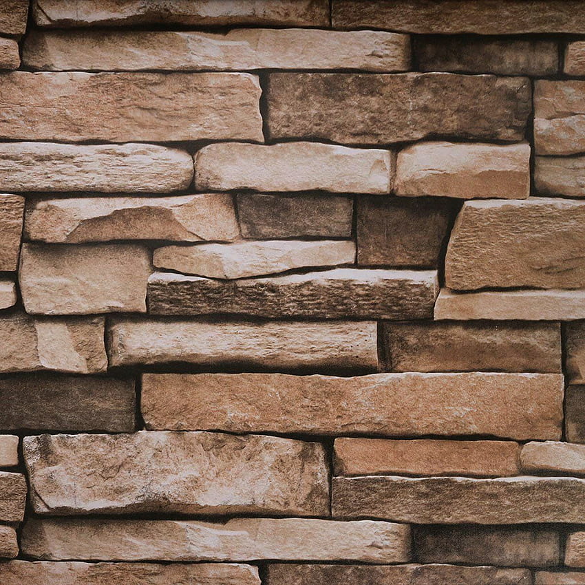 Stone Peel and Stick - 접착지, 벽 종이 또는 선반 용지로 사용 - 쉽게 제거 가능 - 벽돌 - 너비 17.71