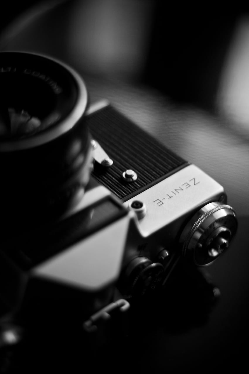 Черно-бяла ретро графика на камерата - Арт графика на камера - -, черна естетична камера HD тапет за телефон