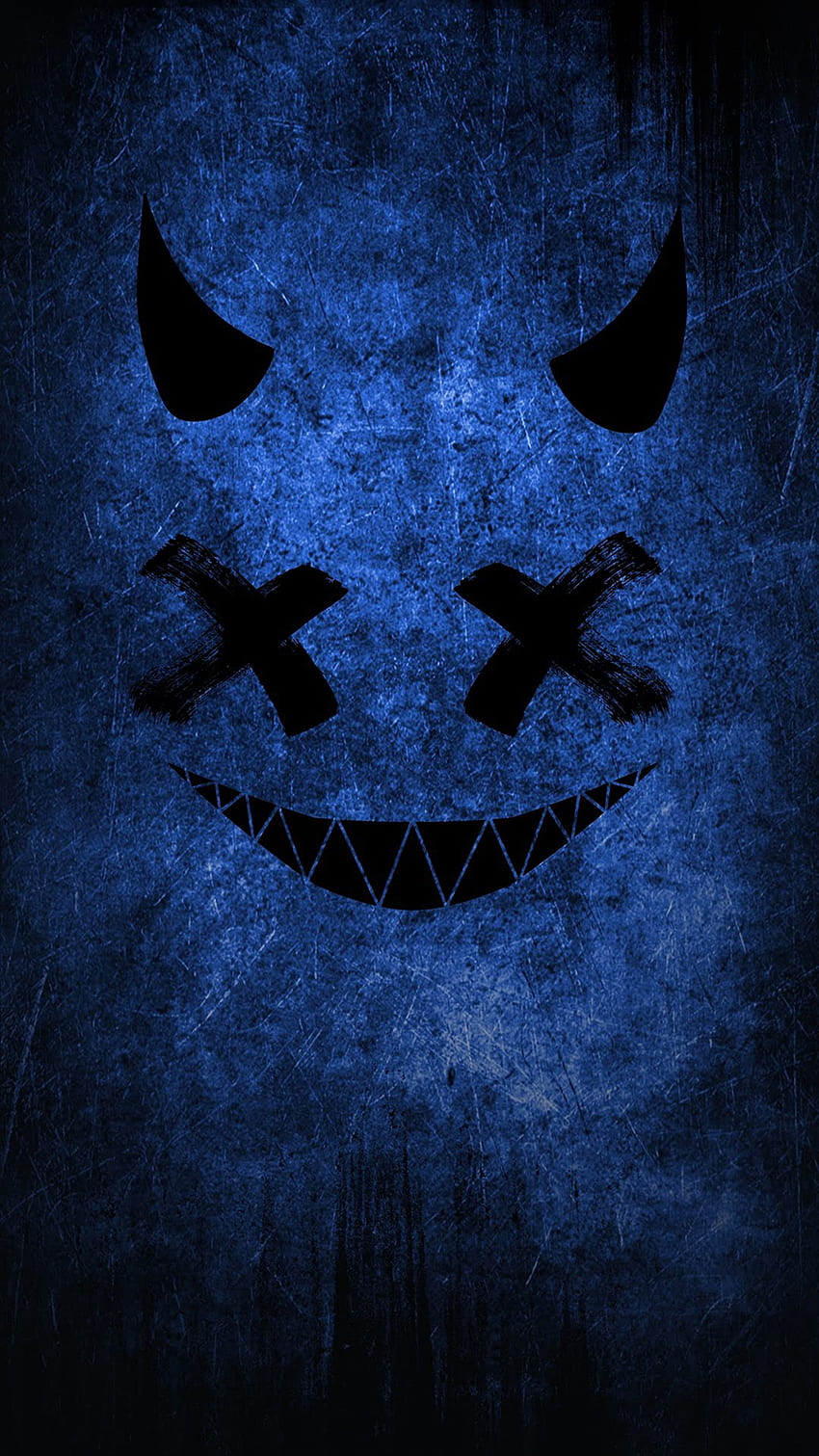 Senyum Emoji Biru, Emoji Gelap wallpaper ponsel HD