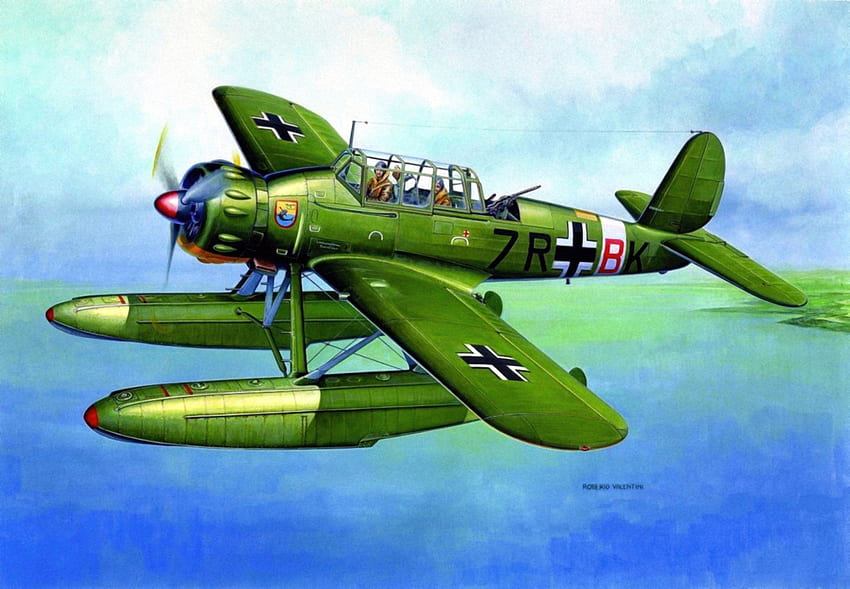 arado ar 196 alemán aeronave ww2 guerra pintura dibujo fondo de pantalla