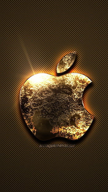 Apple Logo Gold Metal Glossy Shine - Decoratemobile.com