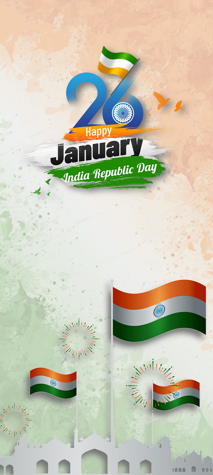 Happy Republic Day, trendy, 26_styczeń, indian_flag, happy_republic_day, IamMSA, Indie Tapeta na telefon HD