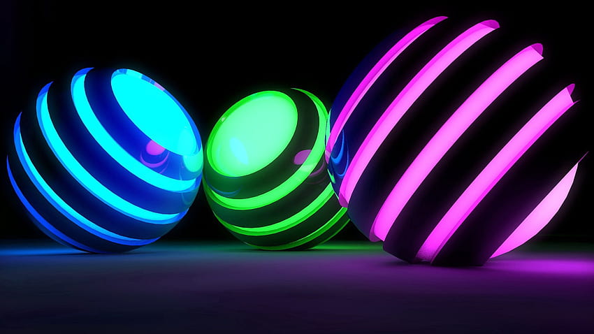 สว่าง, 3D, ลายเส้น, ลายเส้น, เรืองแสง, ลูกบอล วอลล์เปเปอร์ HD