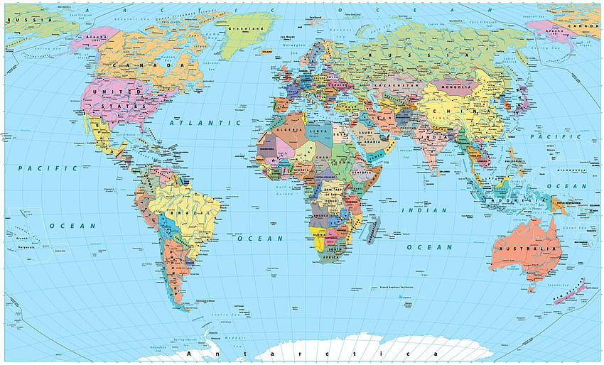 Political World Map. World map mural, World map , Detailed world map, Colorful World Map HD wallpaper