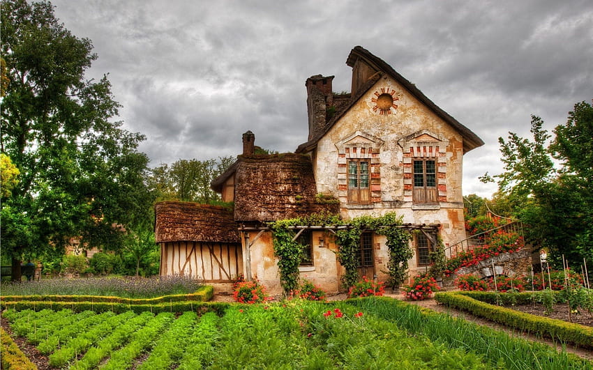 old cottage, garden, flowers, france for with resolution . High Quality, English Cottage Garden HD wallpaper