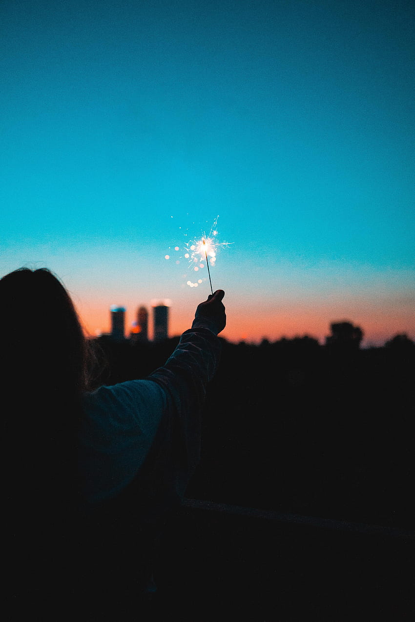 Silhouette, Hand, Sparks, , , Human, Person, Bengal Lights, Sparklers HD phone wallpaper
