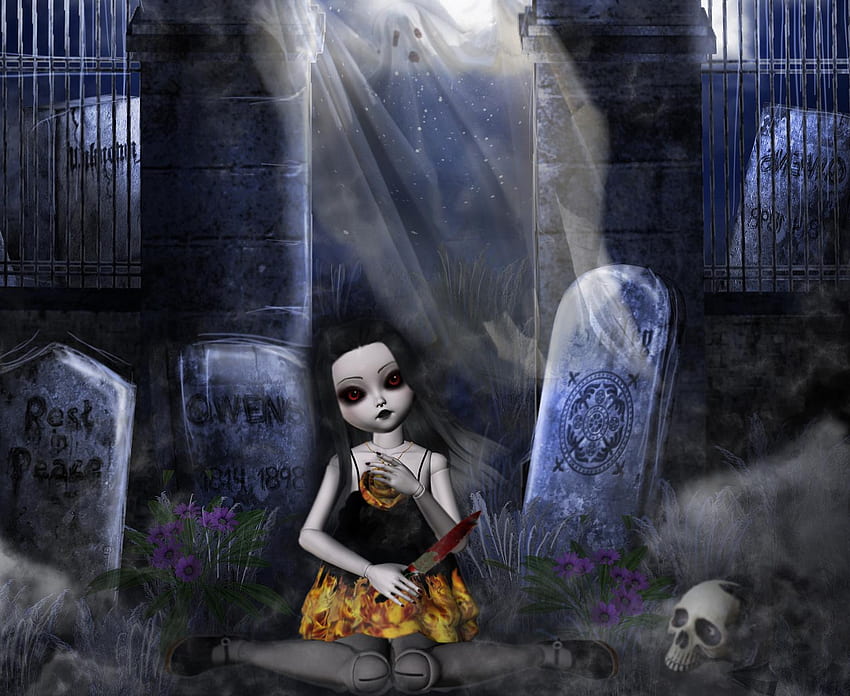 Halloween Gothic Doll, halloween, gothic, doll, 3d HD wallpaper