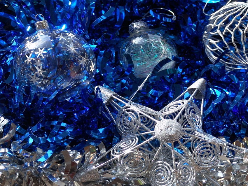 Ornamente, Blau, Glas, Weihnachten, Ornamente HD-Hintergrundbild