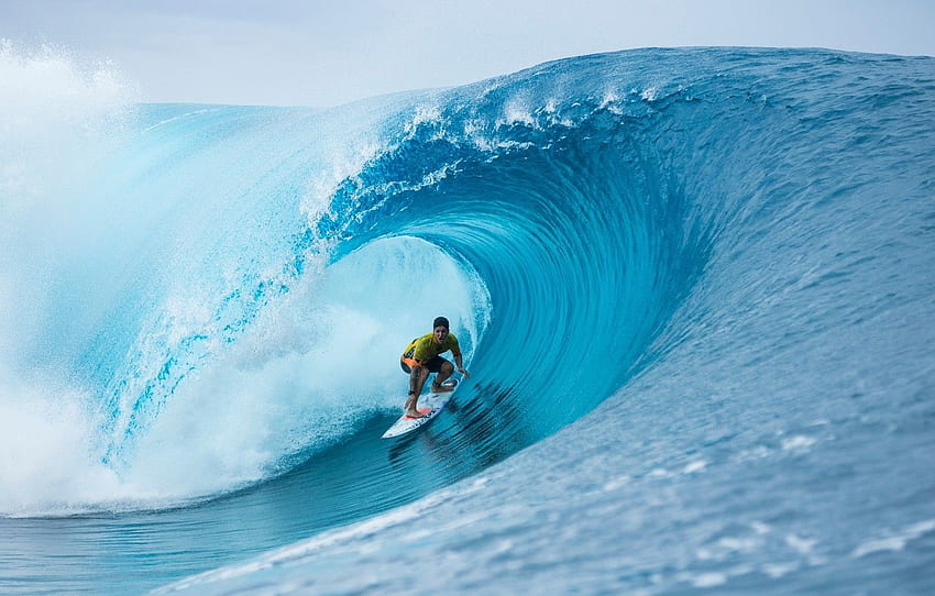 pipe, wave, surfer, surfing, extreme sports, Gabriel, Gabriel Medina HD wallpaper