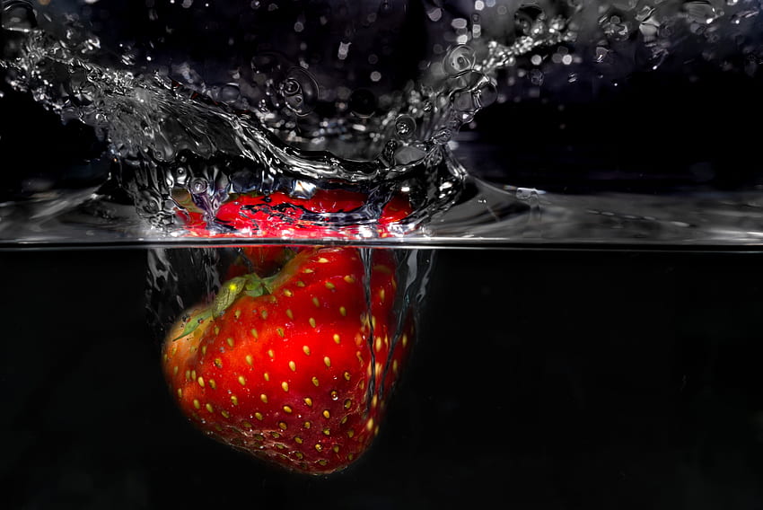 ❤️, 물, 딸기, 드랍스, 플로팅 HD 월페이퍼