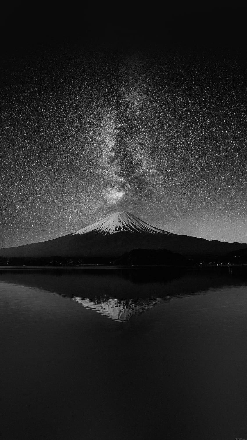 Ich liebe Papiere. Milchstraße auf schwarzem Berg Fuji-Himmel, Schwarz-Weiß-Berg HD-Handy-Hintergrundbild