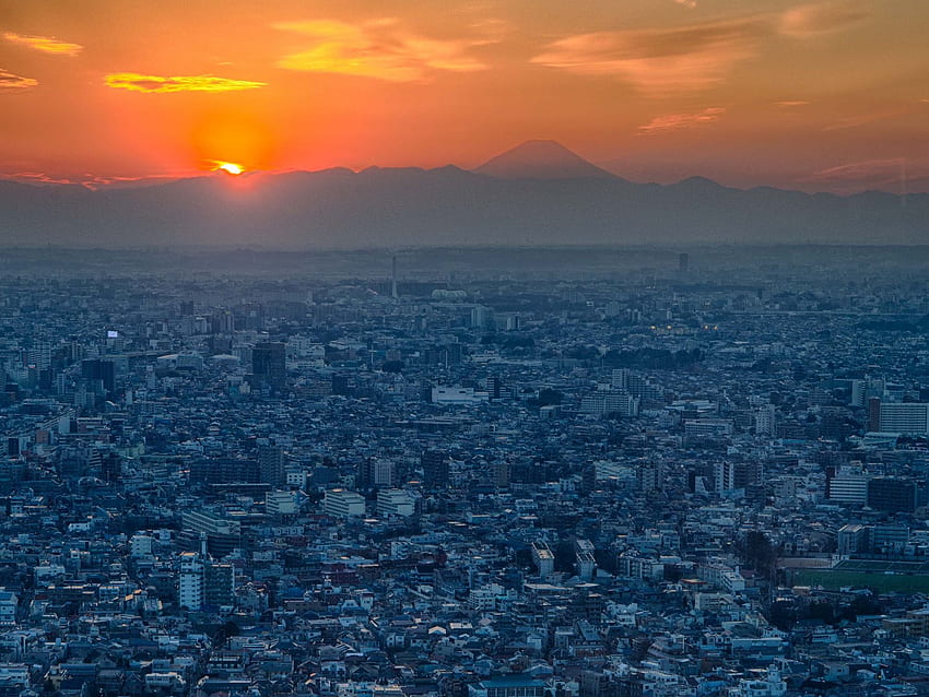 city, top view, buildings, skyline, tokyo, japan standard 4:3 background, Tokyo Sunrise HD wallpaper