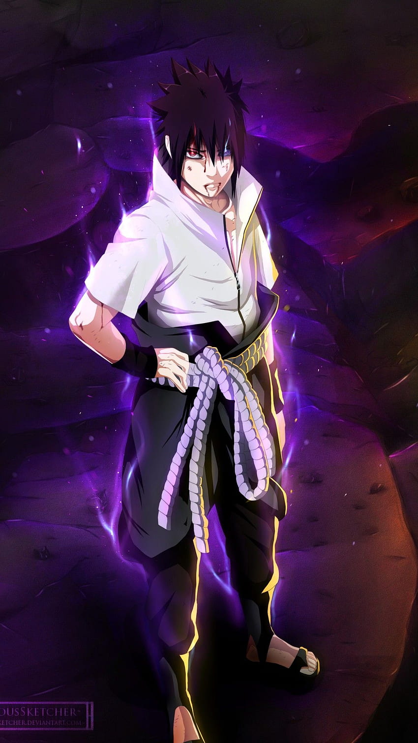 wallpaper do personagem sasuke uchiha do anime naruto em um