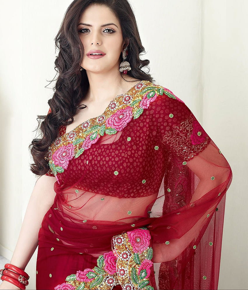 Zarine Khan Sari - Сари с къса блуза - HD тапет за телефон