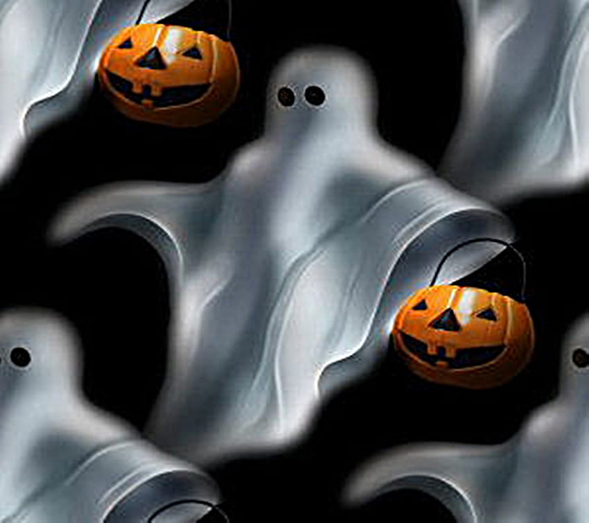 Gespenstischer Hintergrund ~, Kürbisse, Halloween, Geister, gruselig HD-Hintergrundbild
