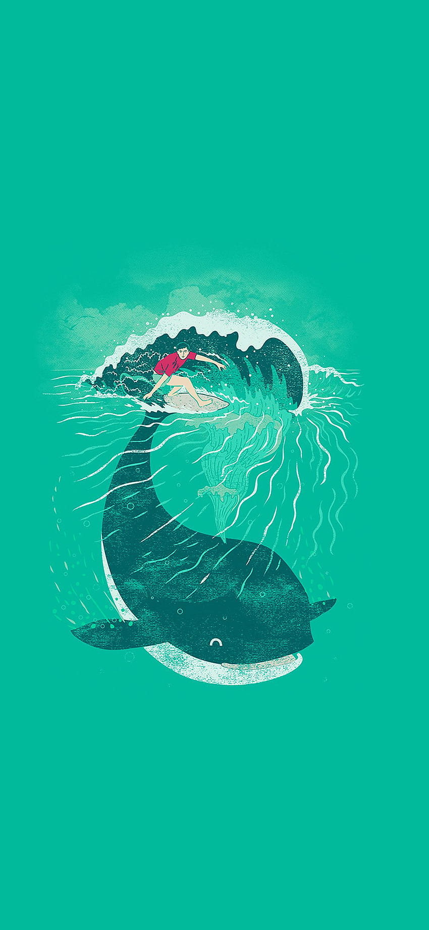 Whale Surfer Wave Animal Illust Art Sea Via For IPhone X. Animal , Geometric Animal , Animals HD phone wallpaper