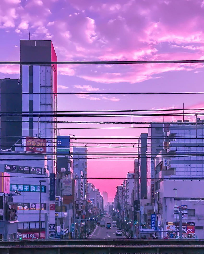 โตเกียวเวเปอร์เวฟ. ศิลปะโตเกียว, ความงามของเมือง, ความงามบนท้องฟ้า วอลล์เปเปอร์โทรศัพท์ HD