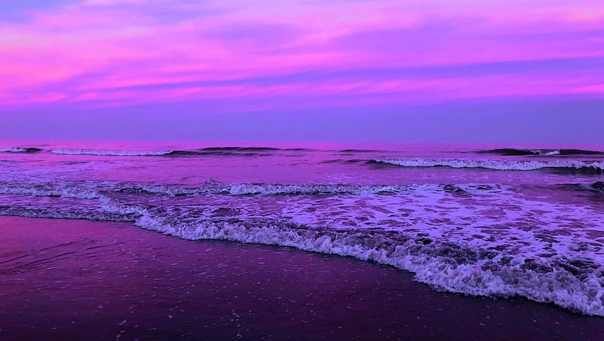 Waves Sea Laptop , Nature, Pink Ocean HD wallpaper