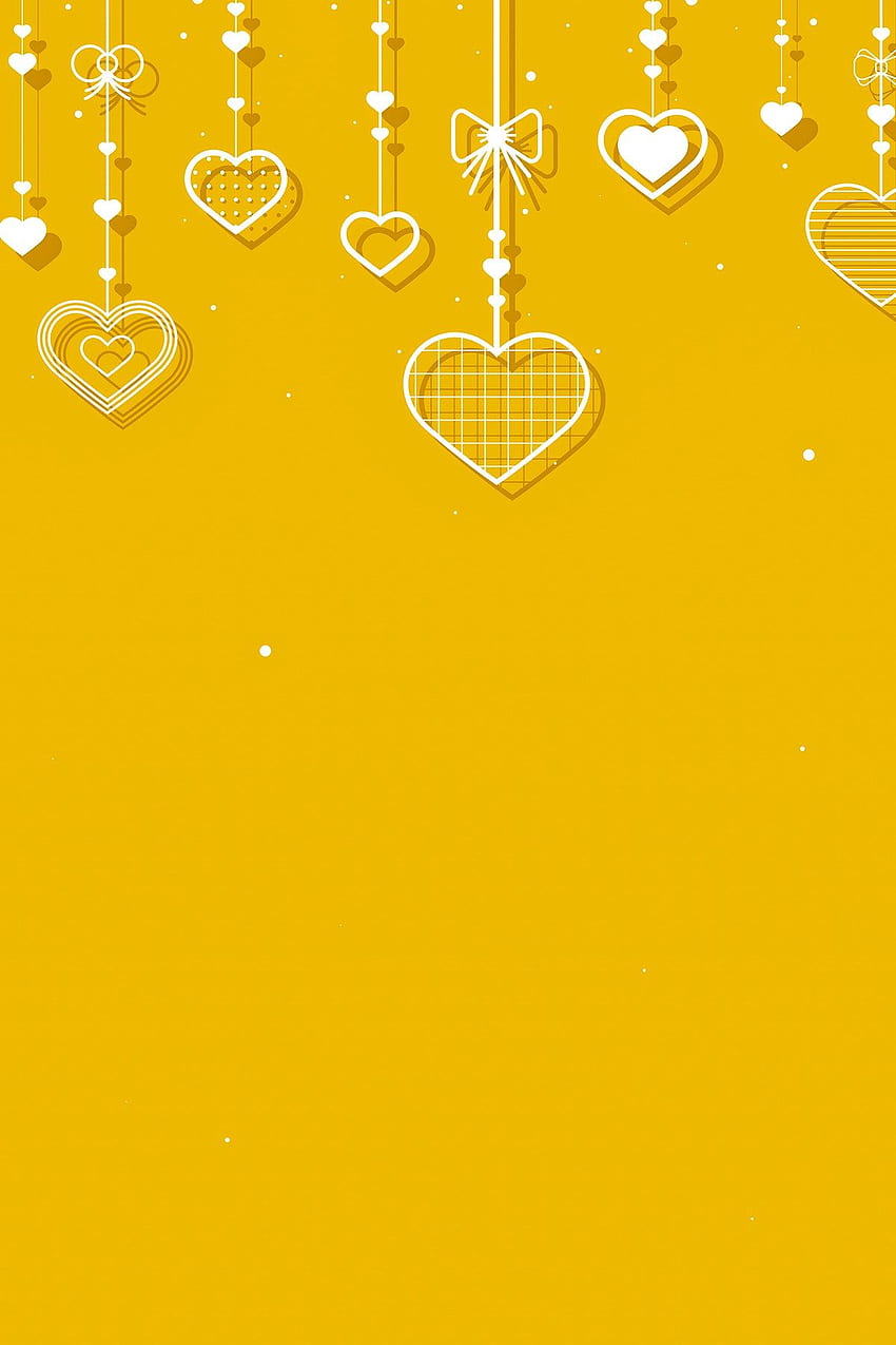 Vector hanging hearts yellow background. . Yellow background, Lemon background, Hanging hearts, Yellow Banner HD phone wallpaper