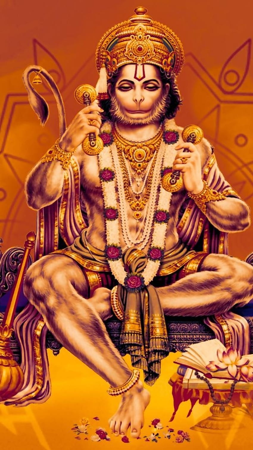 Jay Hanuman, Beautiful, Orange Background HD phone wallpaper | Pxfuel