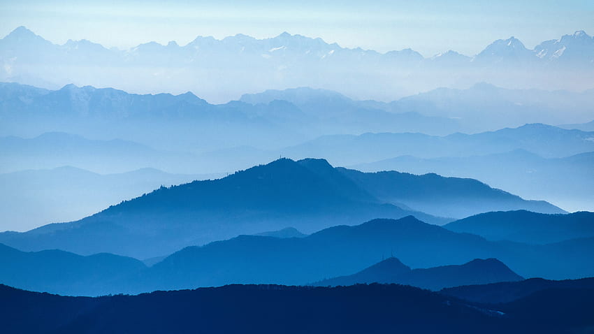 Cor azul da montanha, montanhas azuis escuras papel de parede HD