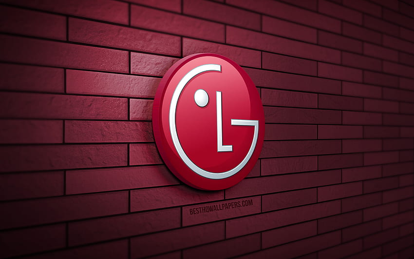 LG 3D logo, , purple brickwall, creative, brands, LG logo, 3D art, LG HD wallpaper
