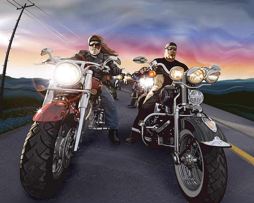 motociclistas, harley, quente, harley davison, motocicleta, escuro, gangue, davidson, legal, estrada, motocicletas, novo papel de parede HD