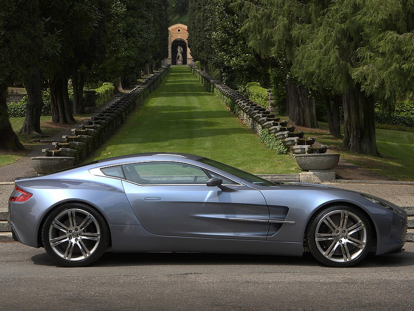 รถยนต์ ธรรมชาติ Aston Martin รถยนต์ มุมมองด้านข้าง Blue Metallic 2009 One-77 Metallic Blue วอลล์เปเปอร์ HD