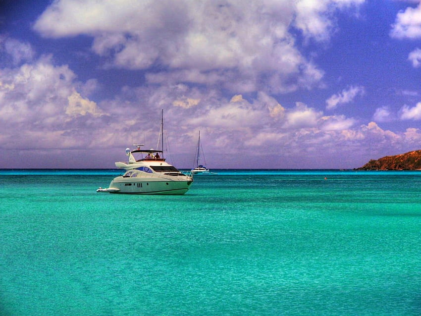 the boat in the paradise, paradise, boat HD wallpaper