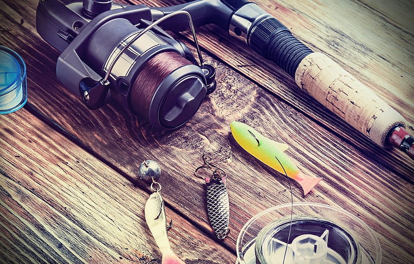 wood, fishing rod, hook, fishing equipment for , section стиль HD wallpaper
