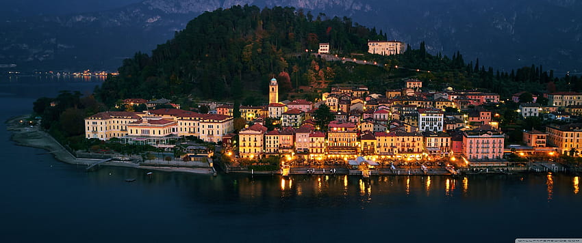 Lake Como, Night, Bellagio, Italy Ultra Background for U TV : & 울트라와이드 & 노트북 : 태블릿 : 스마트폰 HD 월페이퍼