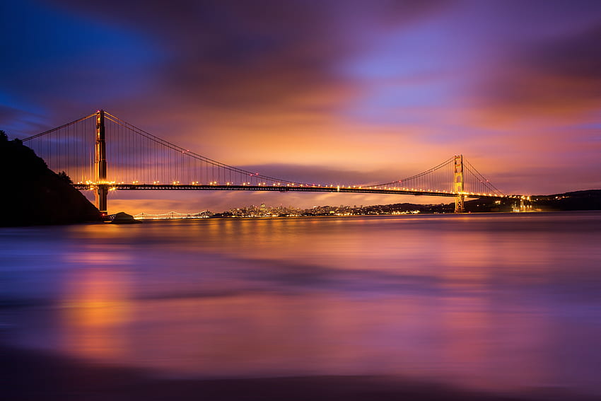 Zachód słońca nad mostem Golden Gate Tapeta HD