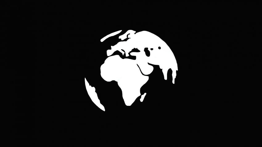 โลกเรียบง่ายสีดำขาวทวีปแอฟริกายุโรปโลก วอลล์เปเปอร์ HD