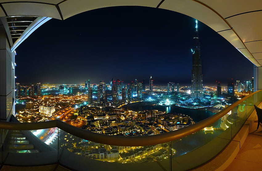 Kota, Malam, Musim Panas, Kota, Lampu, Dubai, Burj Dubai, Lentera, Kecantikan Wallpaper HD