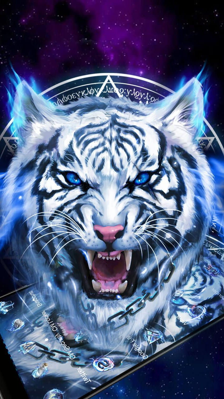 Blue Tiger Fractal Wallpaper  Download to your mobile from PHONEKY