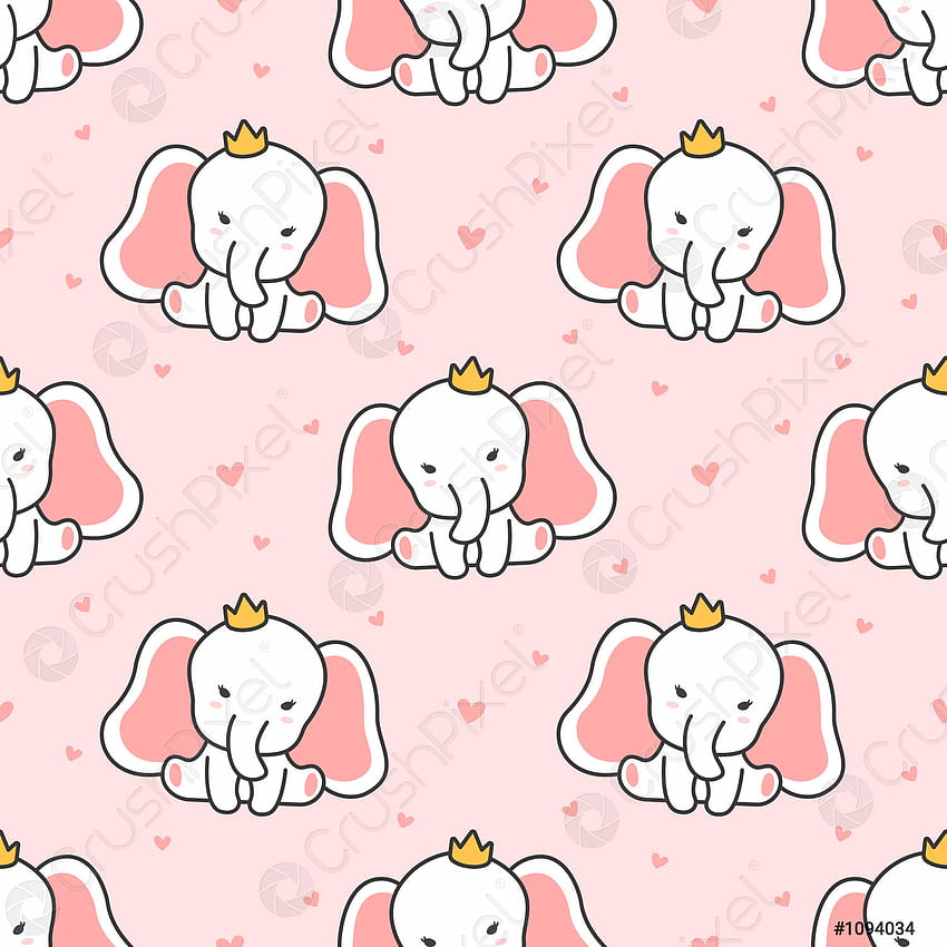 Cute Elephant Seamless Pattern Background, Stock Vector HD phone wallpaper