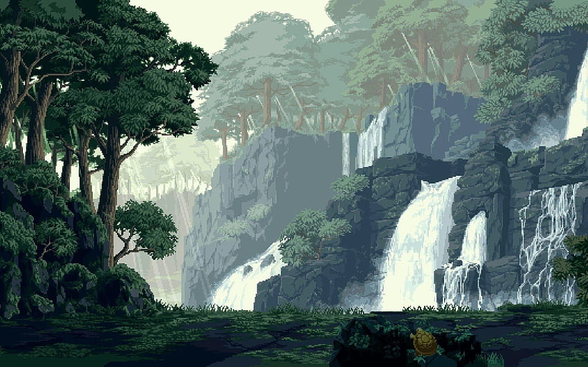 pixel art, Forêt, Cascade / et Mobile &, Peinture Cascade Fond d'écran HD