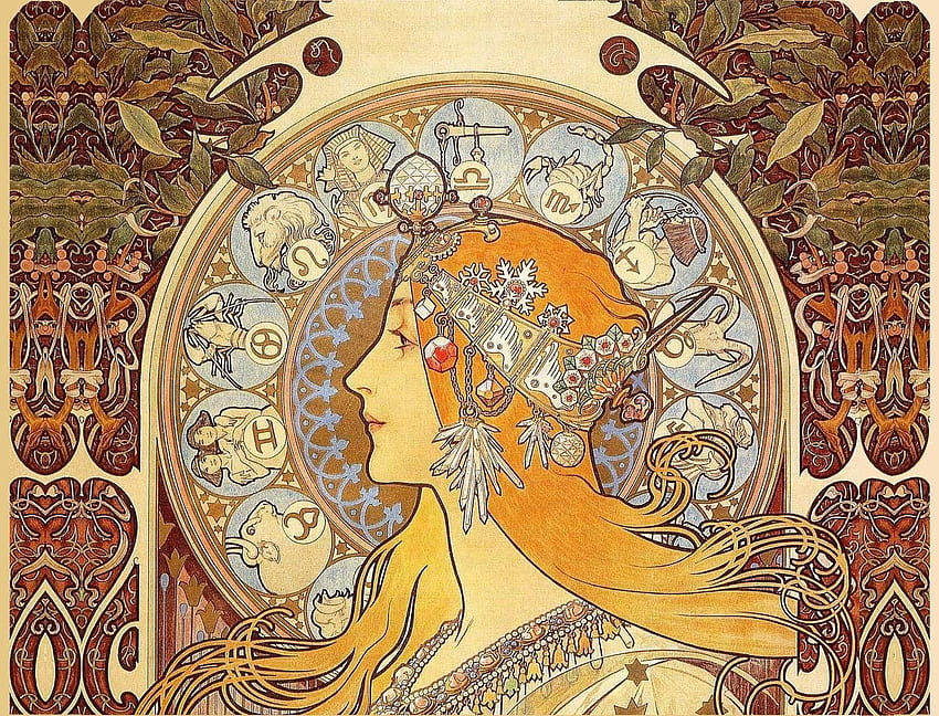 Alphonse Mucha. Poster art nouveau, Alphonse mucha, seni zodiak, Cool Alphonse Mucha Wallpaper HD