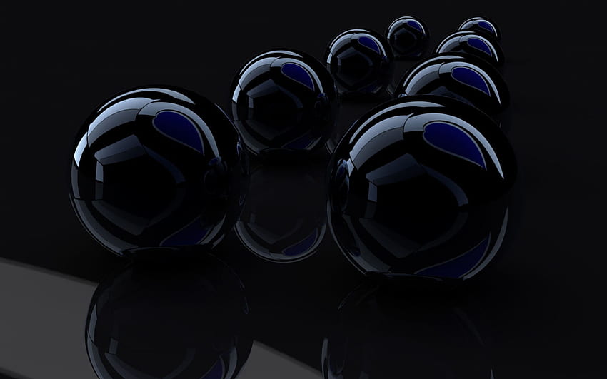 Black glass balls, rendering HD wallpaper | Pxfuel