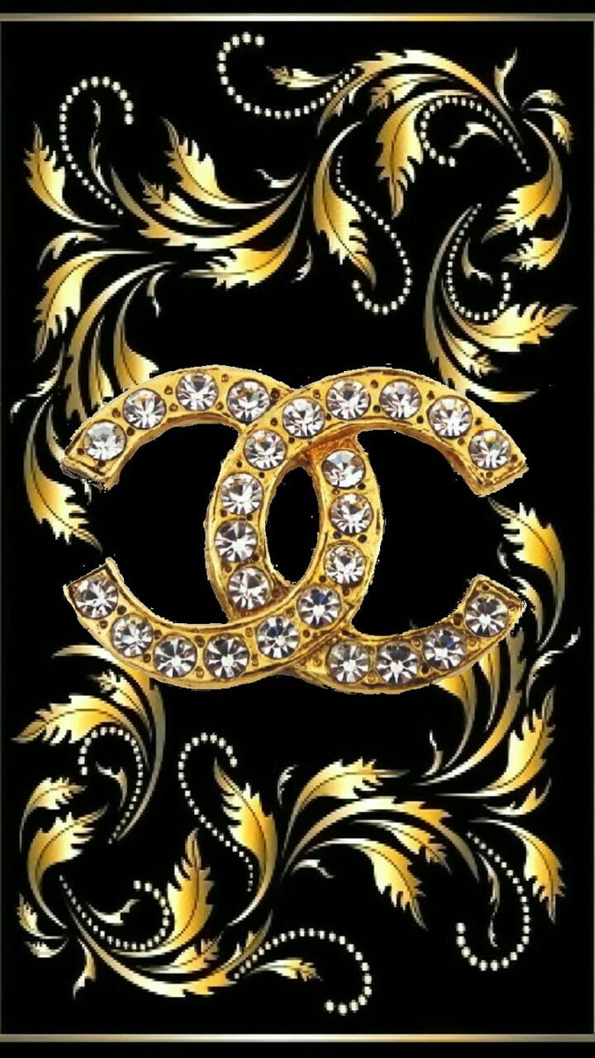 Chanel CC logo gold metal black enamel brooch  VintageUnited