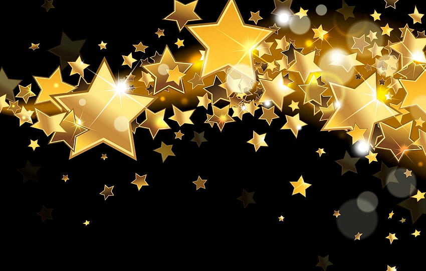 bintang, lampu, latar belakang, emas, Bersinar, emas, emas, cahaya, latar belakang, bintang, berkilau, berkilau untuk , bagian абстракции, Kilau Biru dan Emas Wallpaper HD