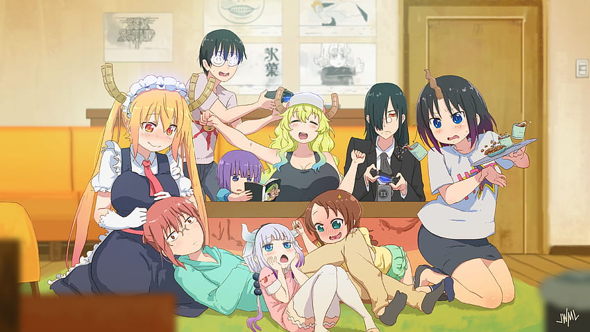 Anime Kobayashi San Chi No Maid Dragon, Tohru, Kanna Kamui, Elma Jo. Miss Kobayashi's Dragon Maid, Kobayashi San Chi No Maid Dragon, Kobayashi HD wallpaper