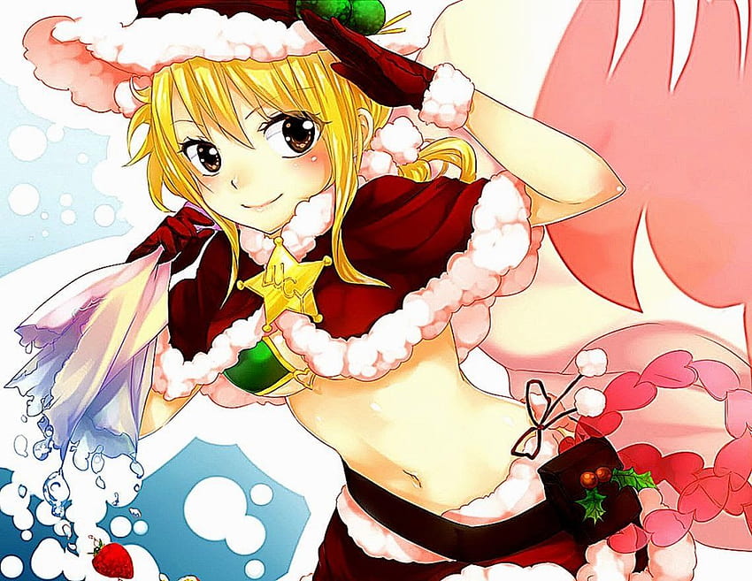 Anime Christmas Girl avec cadeau. Arrière-plan, Fairy Tail Anime Noël Fond d'écran HD