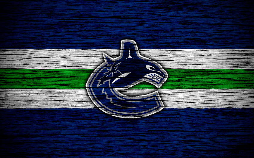 Vancouver Canucks, , NHL, club de hockey, Conferencia Oeste, EE. UU., logotipo, textura de madera, hockey, División del Pacífico con resolución . Alta calidad fondo de pantalla