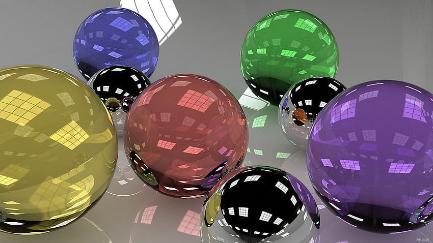 Multicolored, Motley, 3D, Glass, Balls, Dimensions (Edit), Dimension, Multitude, Lots Of HD wallpaper