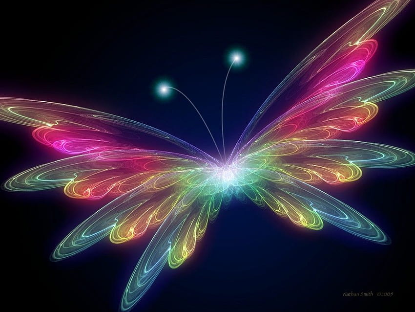 Пеперуден фон: Неонови арт крила на пеперуда HD тапет